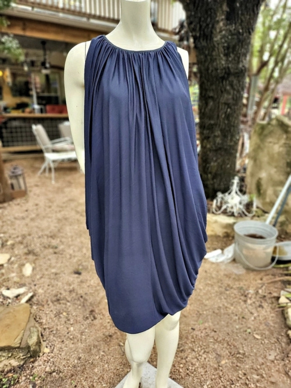 Haute Hippie Heavily Draped Mini Dress Dark Blue Small